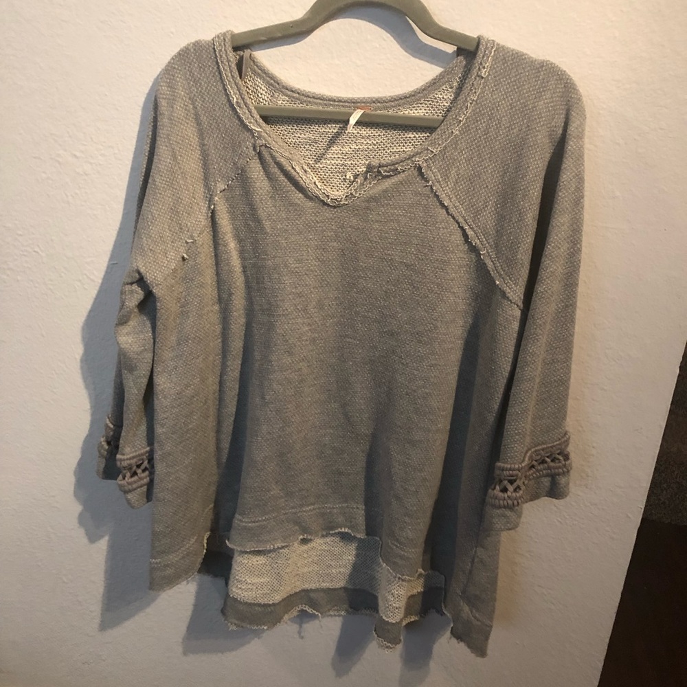 Free People gray flouncy blouse